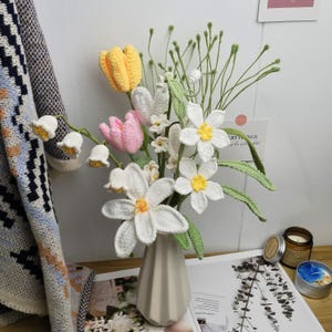 Handmade Crochet Tulips, Crochet Flower Bouquet, Forever Blooming Floral Decor & Unique Gift, Grandma Gift, Gift for Her