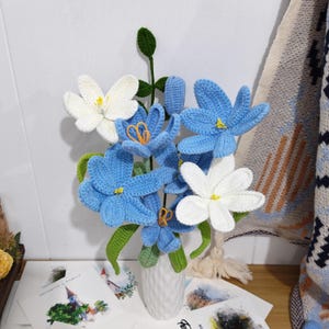 Crochet Flowers Bouquet, Tulip, Blue, Yellow, Orange, Home Decor, Birthday Gift, Engagement gifts, Forever Flower, Handmade Gifts