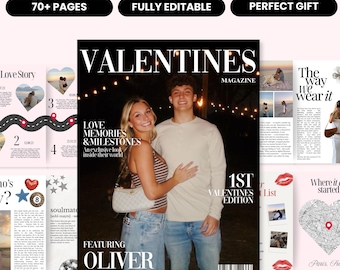 Valentinstag Magazin Vorlage | Personalisiertes Valentinstag Geschenk | Individuelles Geschenk für Freund oder Freundin |  Beziehungsgeschenk | Paar Geschenk