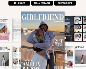 Girlfriend Birthday Magazine Template | Birthday Gift for Girlfriend | Personalized Custom Unique Gift  for Her | Editable Canva Magazine