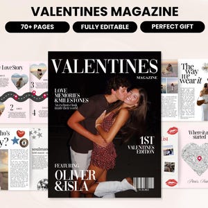 Valentine's Day Magazine Template | Personalized Valentine Gift | Custom Gift for Boyfriend or Girlfriend |  Relationship Gift | Couple Gift