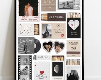 Anniversary Gift for Boyfriend or Girlfriend | Editable Matchbook Poster Template | Matchbox Art Print Custom Anniversary or Birthday Gift
