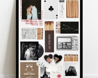Plantilla de póster de caja de cerillas editable, plantilla de caja de cerillas en blanco, arte de caja de cerillas, regalo de aniversario, descarga, arte mural imprimible, arte personalizado