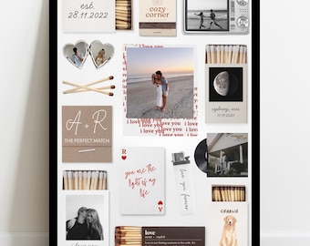 Editable Matchbook Poster Template | Blank Matchbook Template | Matchbox Art | Anniversary Gift | Digital Download | Custom Wall Art