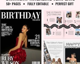 Birthday Magazine | Birthday Gift For Friends | Best Friend Custom Birthday Magazine Template | Personalized Gifts | Sister Gift | Magazines