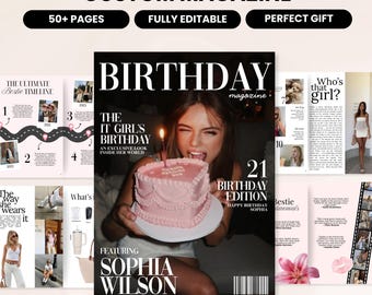 Geburtstag Magazin Vorlage für die Beste Freundin | Personalisierte Geburtstagsgeschenk für Sie | Benutzerdefinierte Magazin-Andenken | Bearbeitbares Canva Geschenk