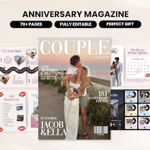 Personalized Couples Magazine Template | Anniversary Gift | Custom Gift for Him and Her |  Relationship Gift | Couple Gift | Engagement Gift
