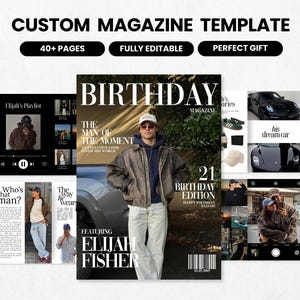 Personalized Birthday Magazine Template for Him | Birthday Magazine for Boyfriend | Editable Canva Gift | Unique Keepsake Gift for Men