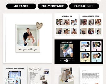 Couple Photo Book Template | Anniversary Gift | Personalized Scrapbook for Boyfriend or Girlfriend | Custom Love Story Photo Album Gift