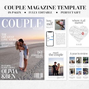 Custom Couples Magazine Template | Anniversary Gift | Personalized Gift for Him and Her |  Relationship Gift | Couple Gift | Engagement Gift