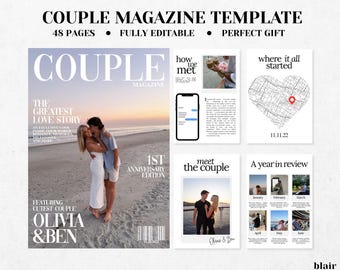 Custom Couples Magazine Template | Anniversary Gift | Personalized Gift for Him and Her |  Relationship Gift | Couple Gift | Engagement Gift