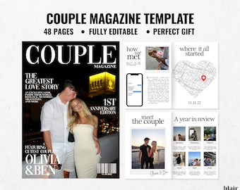 Personalized Couples Magazine Template | Anniversary Gift | Custom Gift for Him and Her |  Relationship Gift | Couple Gift | Engagement Gift