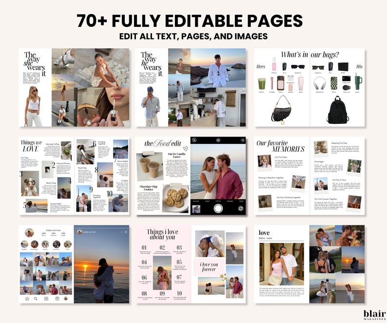 Couple Magazine Template, Custom Anniversary Gift for Boyfriend or Girlfriend, Personalized Gifts for Him or Her, Canva Magazine Template image 4