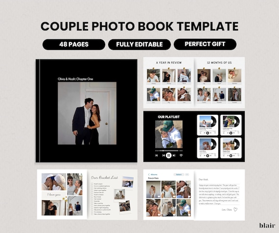 Couple Photo Book Template | Love Story Photo Album Gift  for Anniversary | Photobook Gift for Boyfriend or Girlfriend | Gift for Him or Her