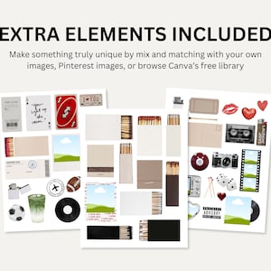 May include: A collection of digital clip art elements, including matchboxes, playing cards, a cassette tape, and a film strip. The text "EXTRA ELEMENTS INCLUDED" and other text are visible. The image is on a white background.