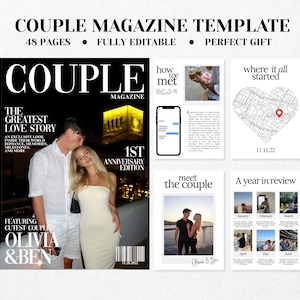 Personalized Couples Magazine Template | Anniversary Gift | Custom Gift for Him and Her |  Relationship Gift | Couple Gift | Engagement Gift