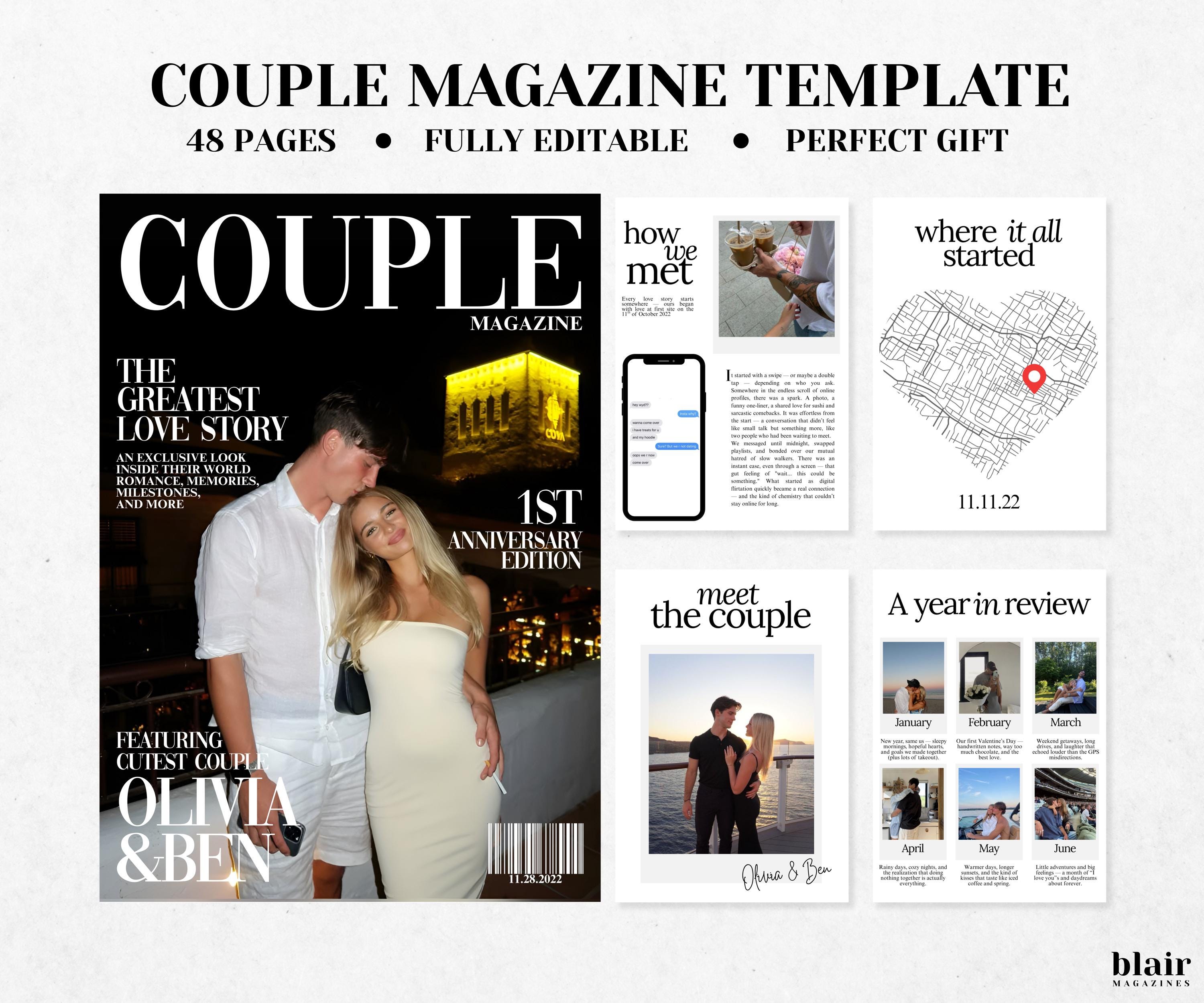 Personalized Couples Magazine Template | Anniversary Gift | Custom Gift for Him and Her |  Relationship Gift | Couple Gift | Engagement Gift