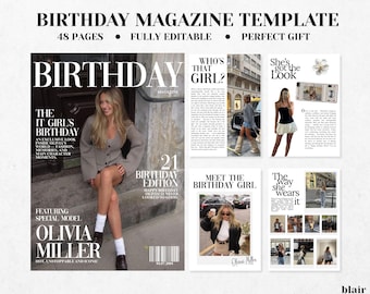 Gepersonaliseerde verjaardagsmagazine | Verjaardagscadeau voor vrienden | Sjabloon beste vriend verjaardag tijdschrift | Aangepast cadeau | Cadeau voor zus | Tijdschriften