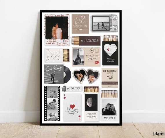 Anniversary Gift for Boyfriend or Girlfriend | Editable Matchbook Poster Template | Matchbox Art Print Custom Anniversary or Birthday Gift