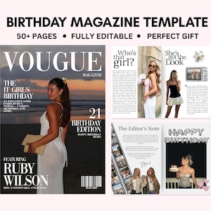 Birthday Magazine Template | Birthday Gift For Friends | Best Friend Custom Birthday Magazine | Personalized Gift | Sister Gift | Magazines