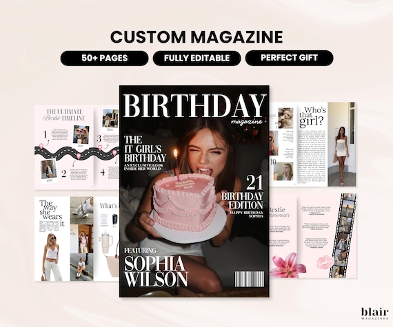 Birthday Magazine Template for Best Friend | Personalized Birthday Gift for Her | Custom Magazine Keepsake | Editable Canva Gift