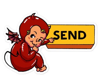 Send Anxiety Spam Baby Sticker | Email Geeks | Send Anxiety Demon | Send Button | Email Marketing