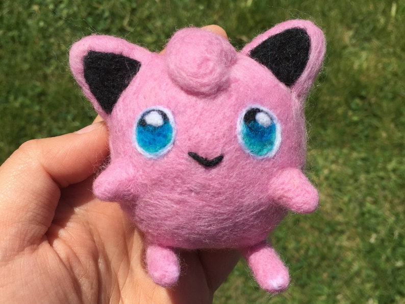 Needle Felted Jigglypuff Needlefelt Pokémon Felted Pink Etsy