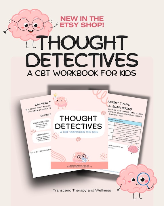 Thought Detectives | CBT Workbook for Kids | Printable Therapy Worksheets | Counseling Activities for Child Therapists
