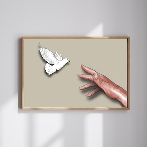 The Baptism of Jesus Digital Prints, Christian Art, Minimalist Drawings, Digital Download, Wall Art