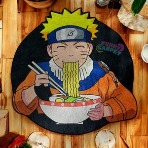Anime Shaped Rug – Ramen Lover Floor Mat for Otaku & Gamer Room Decor | Handmade Polyester Anime Carpet | Funny Carpet