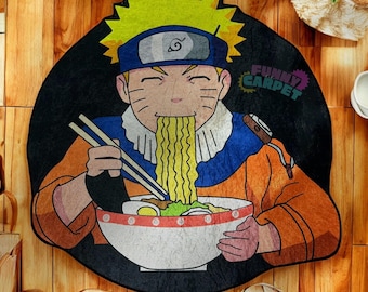 Anime Shaped Rug – Ramen Lover Floor Mat for Otaku & Gamer Room Decor | Handmade Polyester Anime Carpet | Funny Carpet
