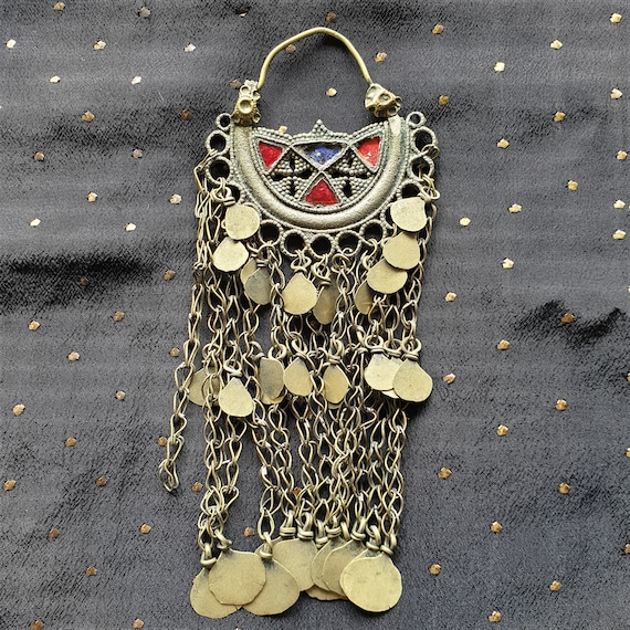 Vintage Kuchi filligree Earring/ Pendant, Tribal … - image 1