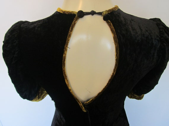 1930s Vintage Black Silk Velvet Dress