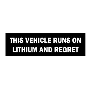 Lithium and Regret Bumper Sticker, Anti Elon Musk Laptop Decal, Political Satire, Funny Car Decal