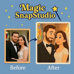 Couple Disney Style Portrait | Personalized Cartoon Couple Art | AI Digital Illustration