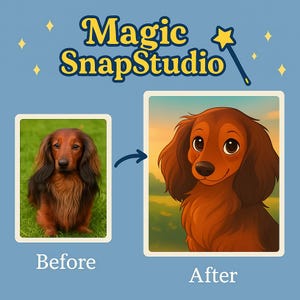 Custom Disney Style Pet Portrait | Personalized Cartoon Animal | AI Digital Art