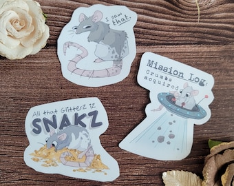 Silly Rat Sticker Pack - Vinyl: Glossy or Matte Decals | Cute Cartoon Rats Doing Cute Cartoon Things