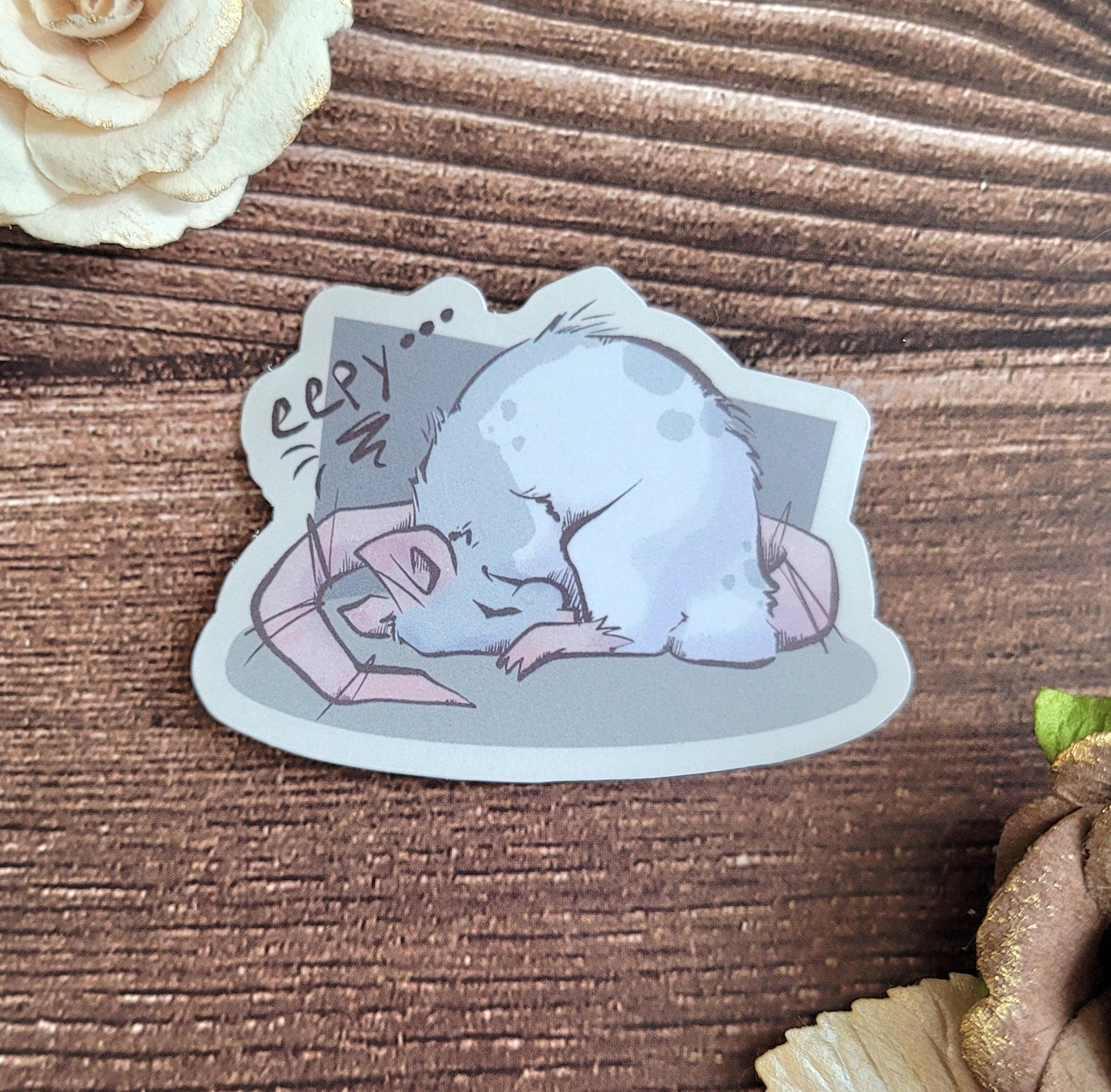 Sleepy Rat Sticker - Laminated Vinyl: Glossy or Matte Decal - Etsy