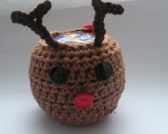 Crochet Pattern - Christmas Rudolph the Reindeer Apple or Chocolate Orange Cozy - instant digital download