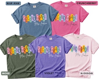 Camiseta personalizada para maestra de segundo grado, camiseta de regreso a clases, camiseta para maestra de segundo grado, regalo personalizado para maestra, Comfort Colors, Sra. Maestra