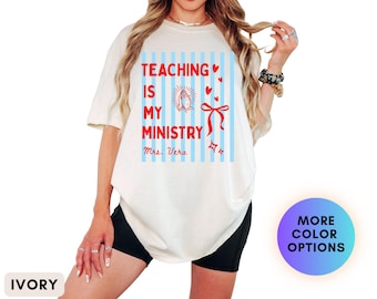 Camiseta "Enseñar es mi ministerio" Colosenses 3:23, Camiseta para maestros cristianos, Regalo para maestros con versículo bíblico, Regalo para maestros basado en la fe