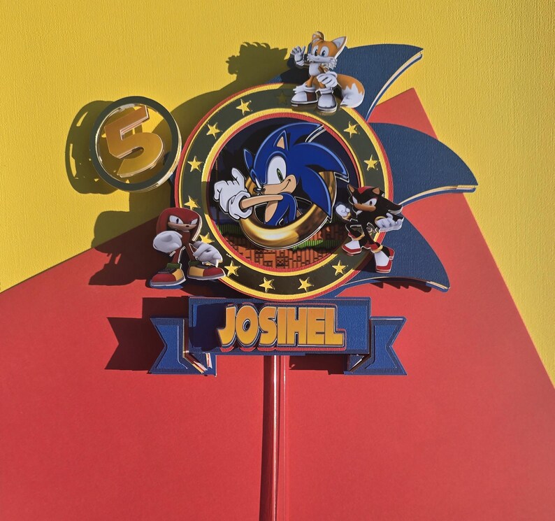 Sonic Cake Topper + Personalized Gable Boxes + 3D Sonic Cake Topper ...