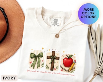Camiseta "Jesús me hizo maestro y estoy cumpliendo mi propósito", camiseta para maestros cristianos, regalo para maestros con base en la fe, camiseta religiosa, camiseta para maestros.