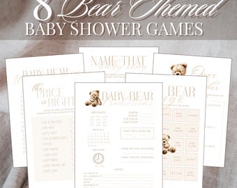 Teddy Bear Baby Shower Games Bundle – Printable PDF Activities