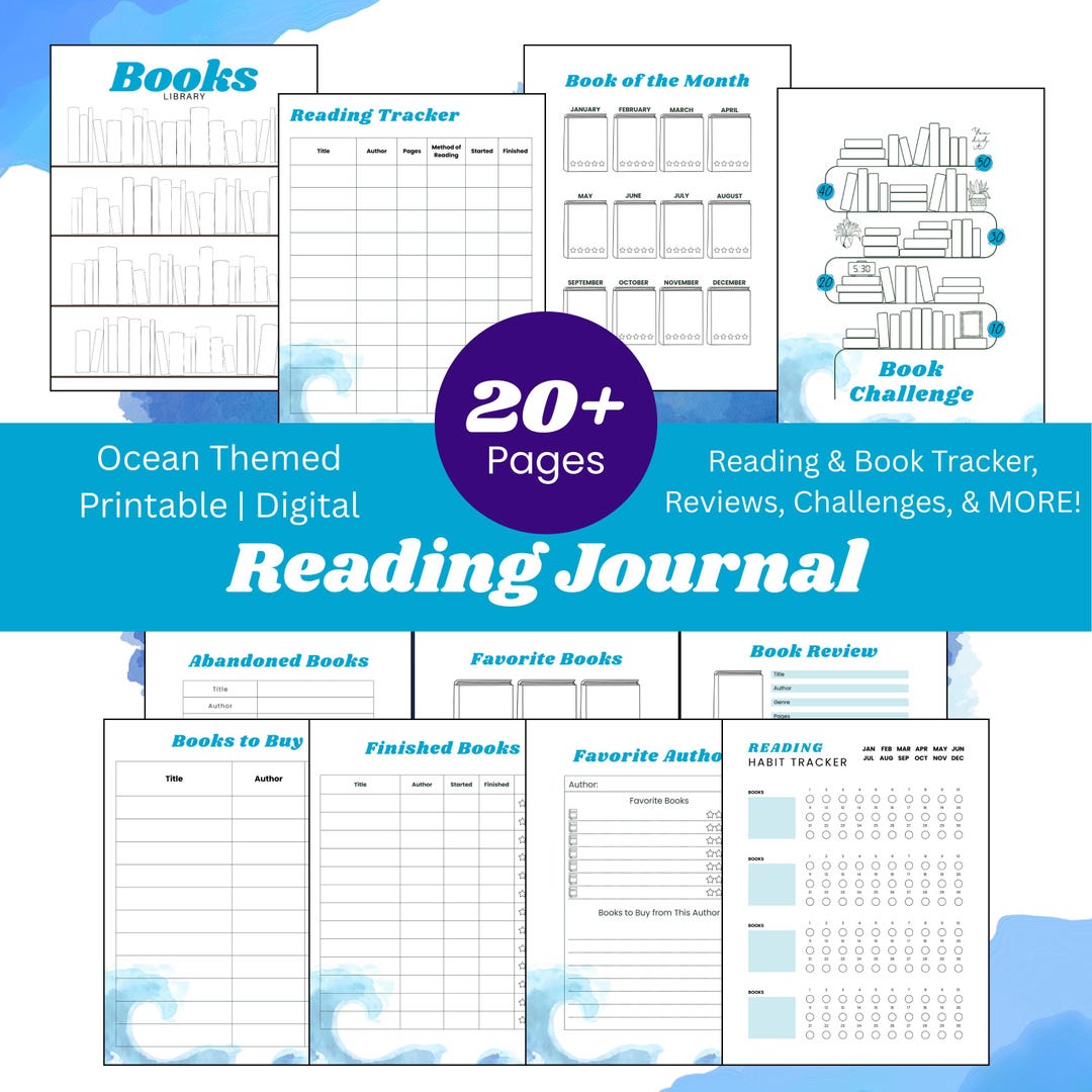 Ocean Themed Reading Journal | Printable Reading Log & Book Tracker - Etsy