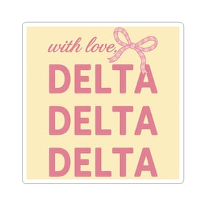Tri-Delta Stickers | With Love, Delta Delta Delta College Sorority Decals, Laptop Stickers, Gifts for Sisters, Party Favors, Gift for Her