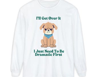Camiseta de manga larga con diseño de cachorro gruñón, adorable camiseta con estampado de perro, regalo para amantes de los animales, divertida camiseta para mascotas, ropa para mamá y papá.