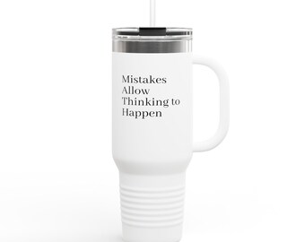 Inspirerande isolerad resemugg, 113 cl - Perfekt för kaffe- och teälskare, presenter till examen, motiverande citat, bilresor