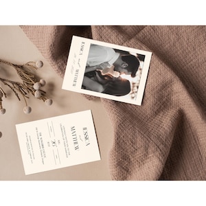 Benutzerdefinierte Hochzeitseinladungsvorlage, elegantes doppelseitiges druckbares PDF mit Foto & Details, bearbeitbares einseitiges Design, sofortiger Download, DIY