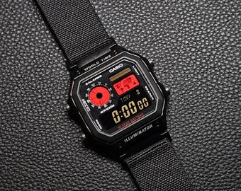 Custom Casio AE-1200 Hydromod – Black & Red Edition